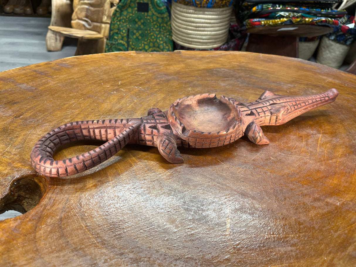Handmade Wooden Crocodile Ashtray