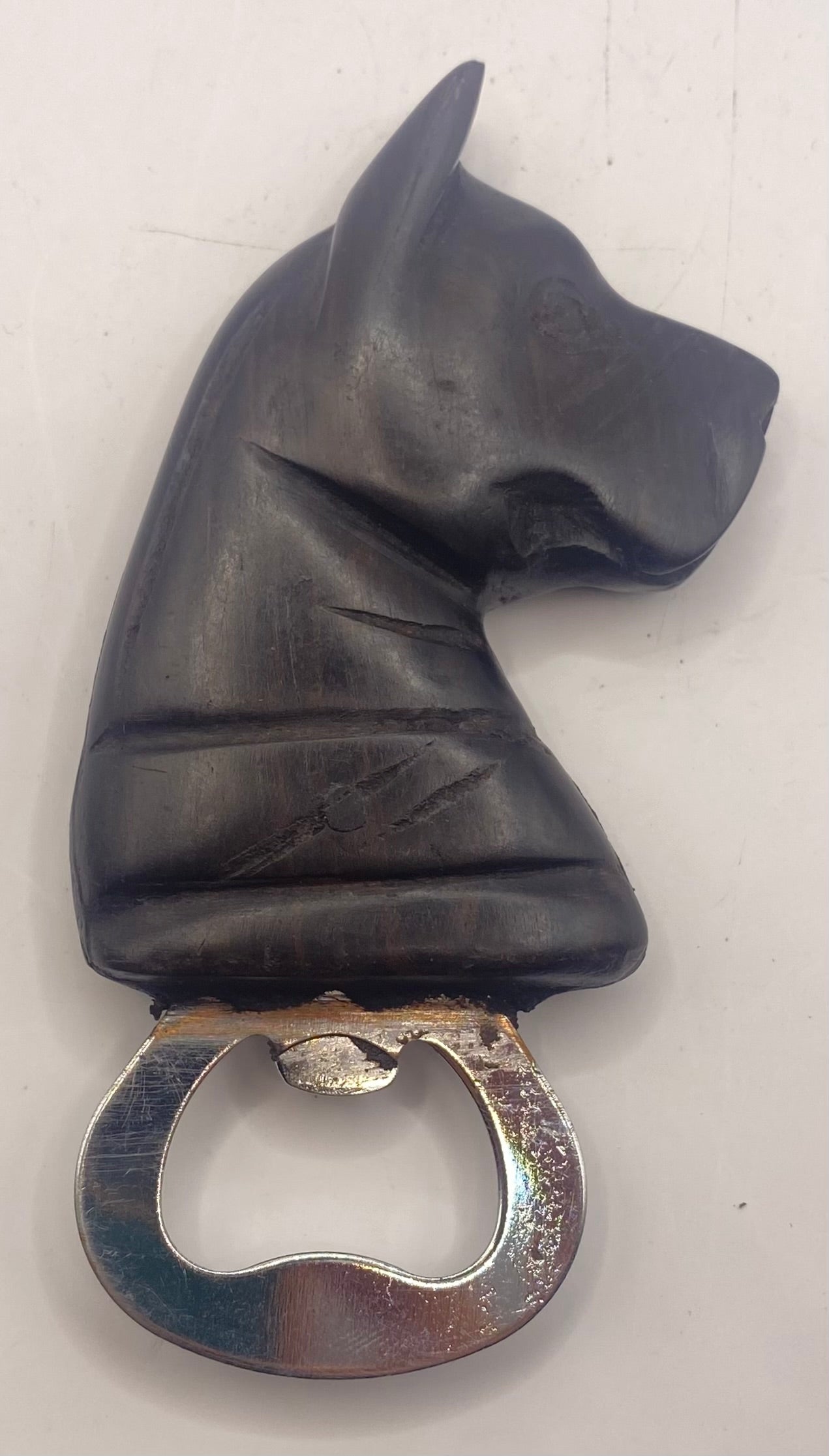 Ebony Dog Handle Bottle Opener