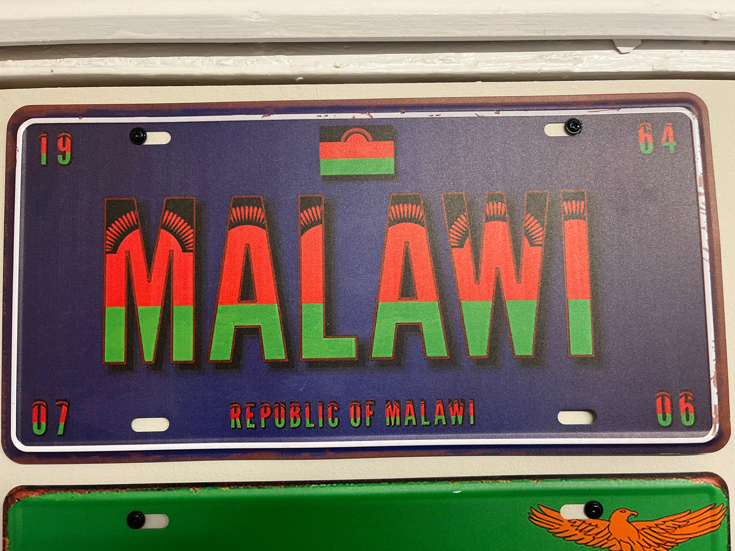 Metal Country Flag And Name Pattern License Plate Room Decor 15x30cm