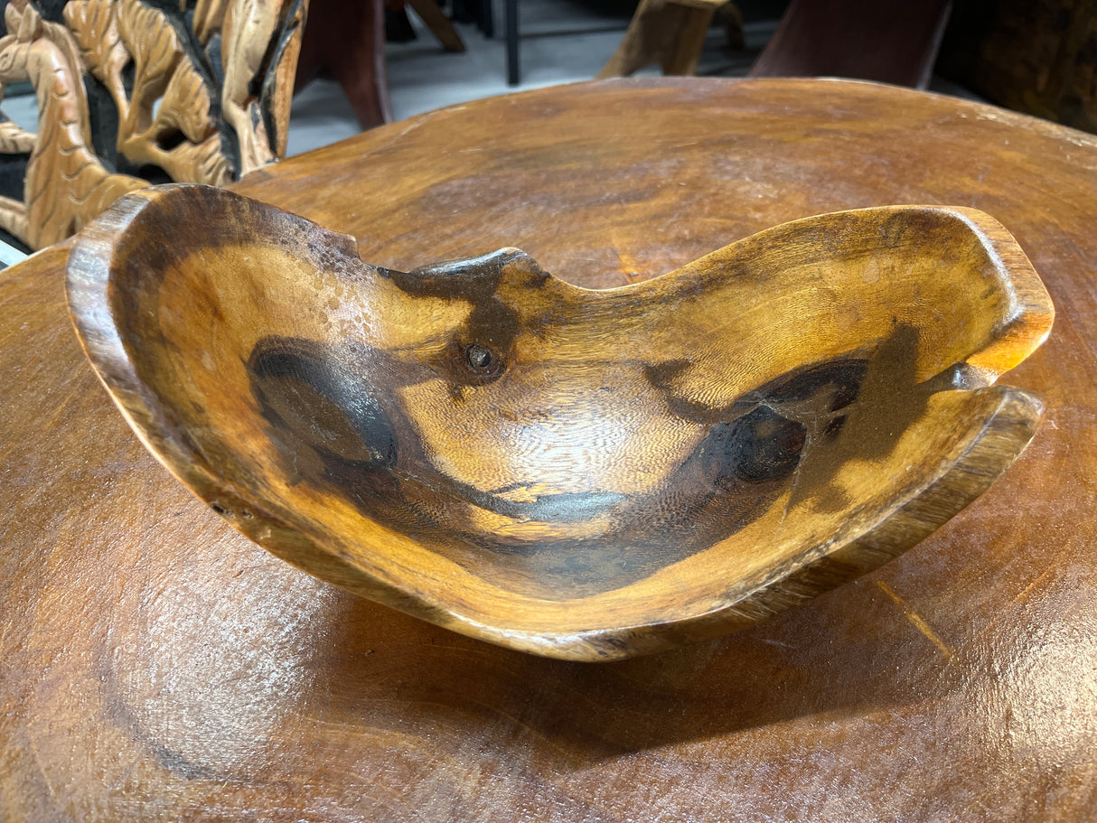 Broken Egg Design Handmade Wooden Salad / Serving Bowl with Serving Fork and Spoon