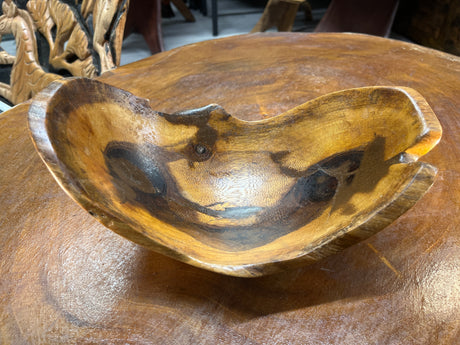 Broken Egg Design Handmade Wooden Salad / Serving Bowl with Serving Fork and Spoon