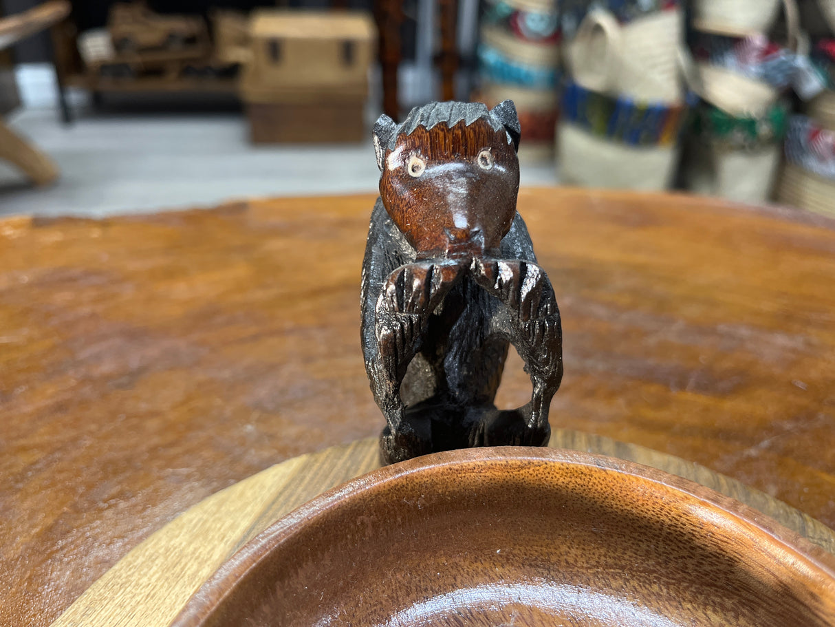 Not so Wise 3 Smoking Monkeys Ash Tray - Handmade Ebony Monkeys