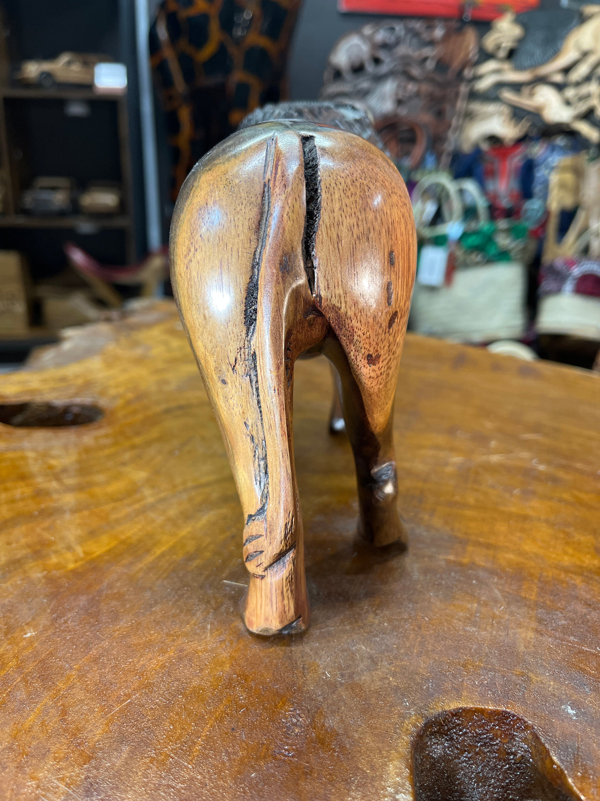 Hand Carved Wooden Large Bold Lion With Stunning Graining on the Face and Throughout