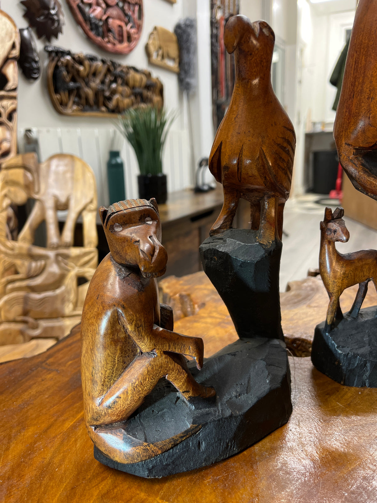 3 Piece Hand Carved African Scene - ‘Monkeys On The Rocks’