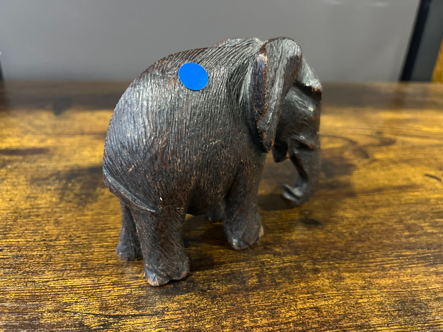 Small Textured Ebony Wooden Elephant