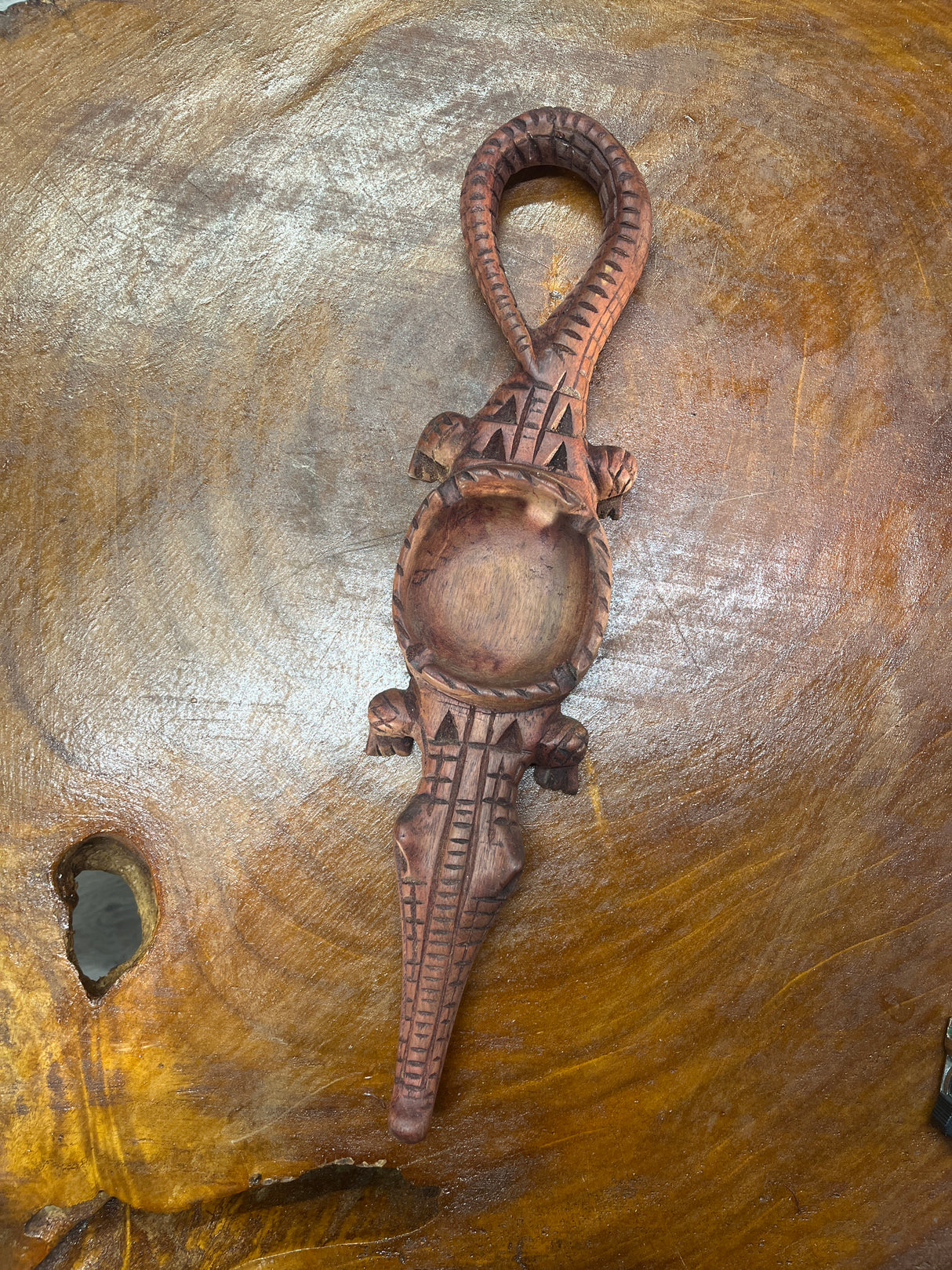Handmade Wooden Crocodile Ashtray
