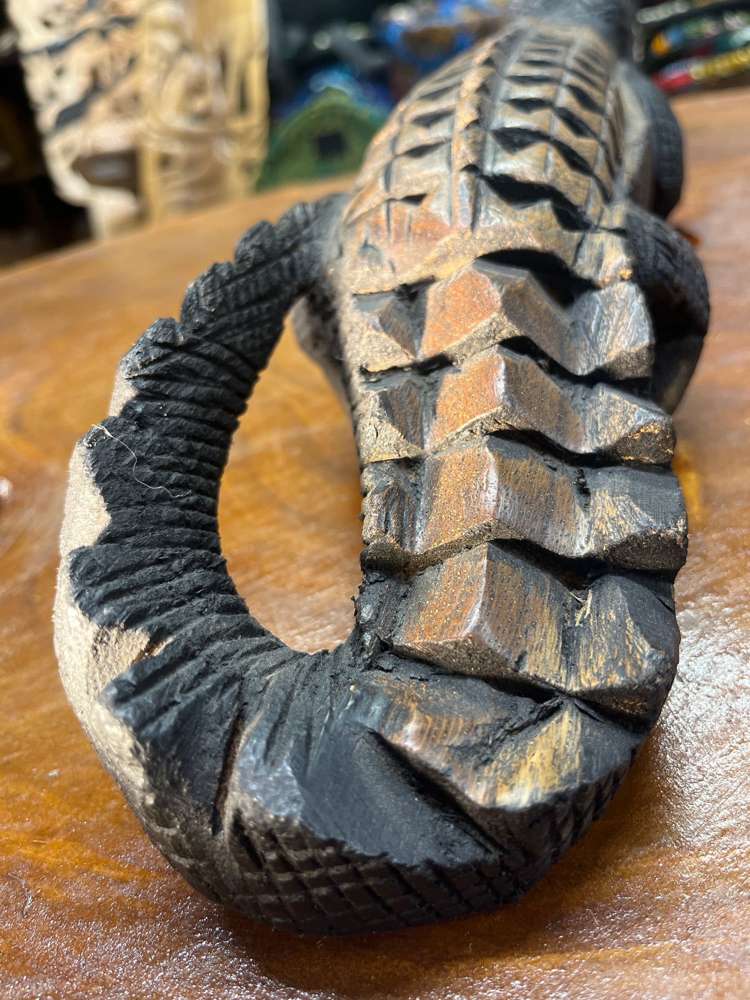 Hand Carved Intricate Wooden Crocodile Malawi