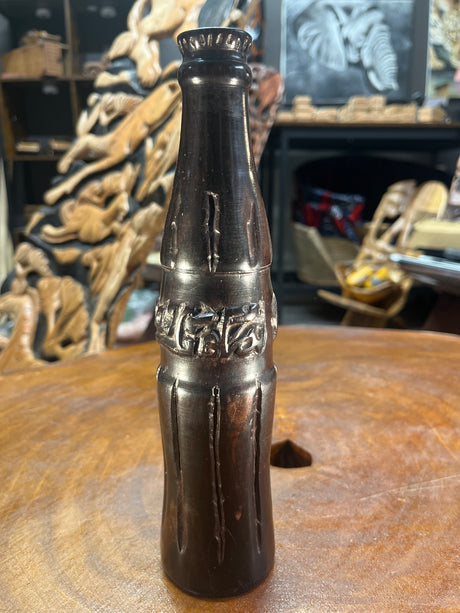 Polished Ebony Hand Carved Coca-Cola (Coke) Bottle (Tanzania)