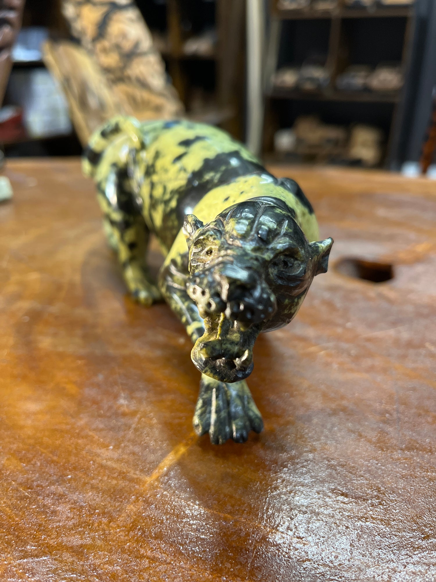 Large Growling Stone Panther Handmade In Malawi