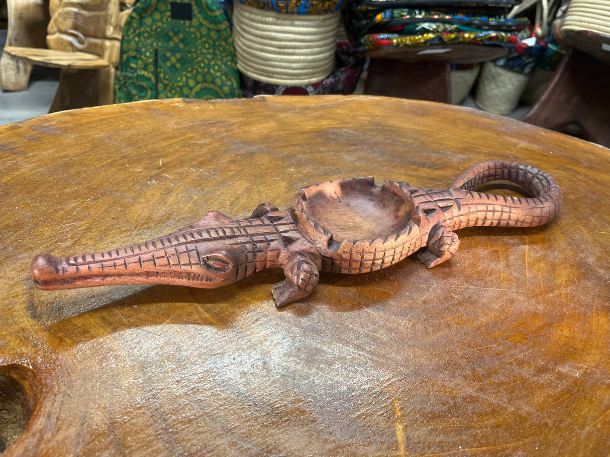 Handmade Wooden Crocodile Ashtray