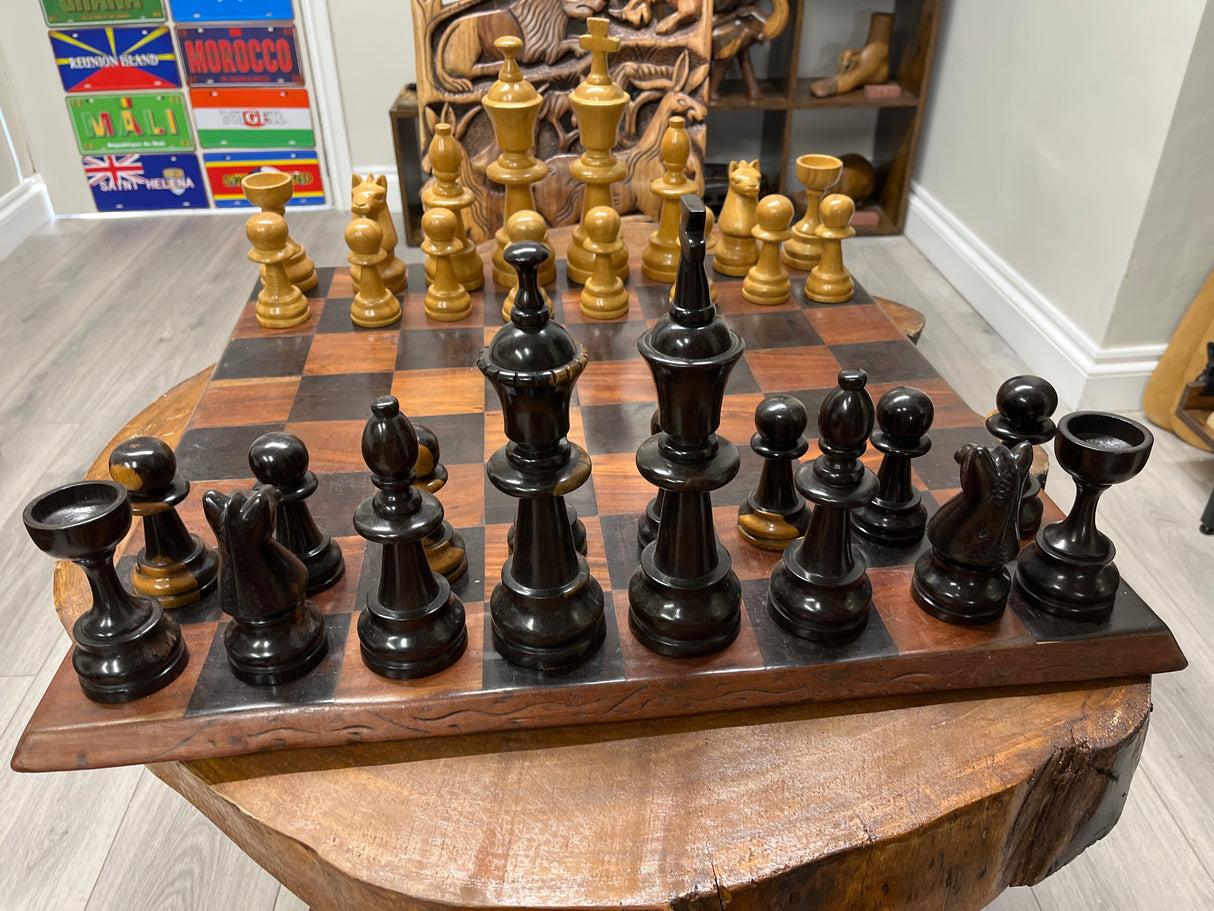 Large Handmade Malawian Chess Board With Pieces