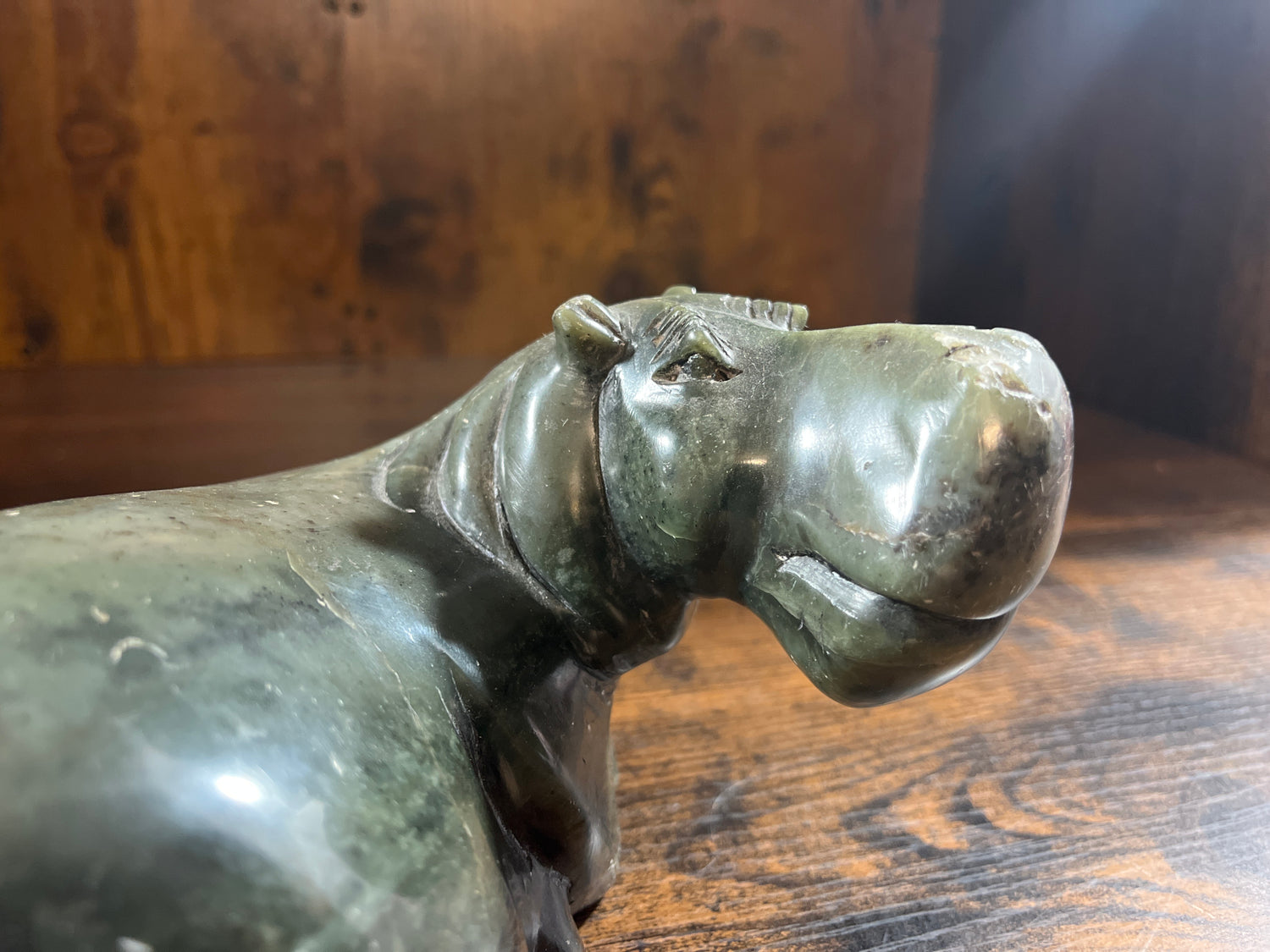Small Green Stone Hippo
