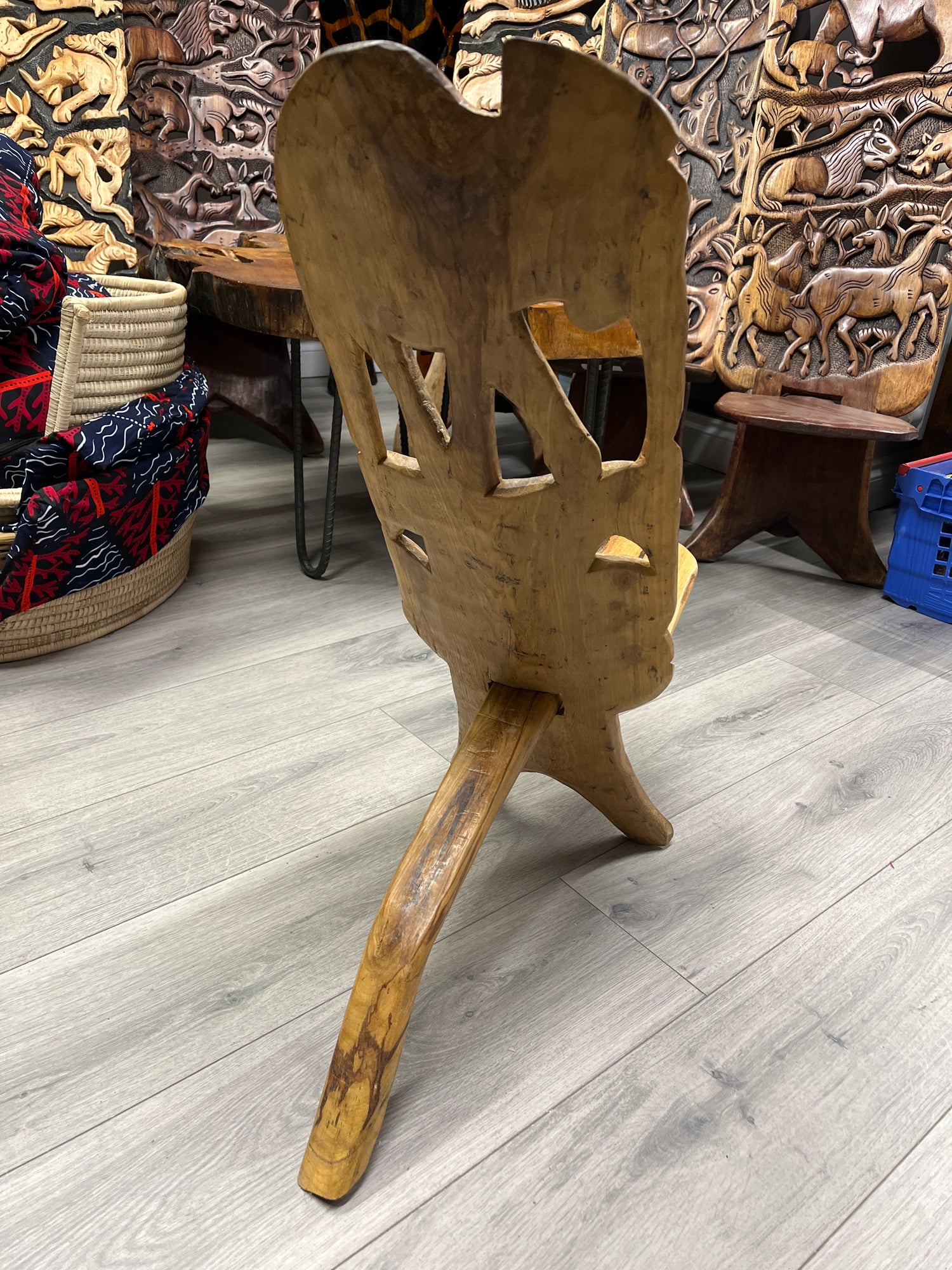 Small Functional Hand Carved Malawian Animal Story Chair