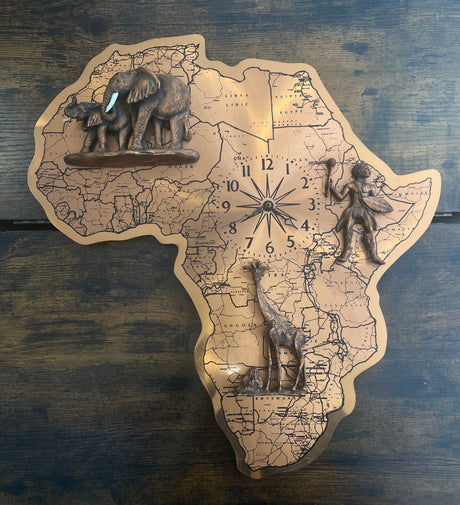 Copper Map Of Africa Clock