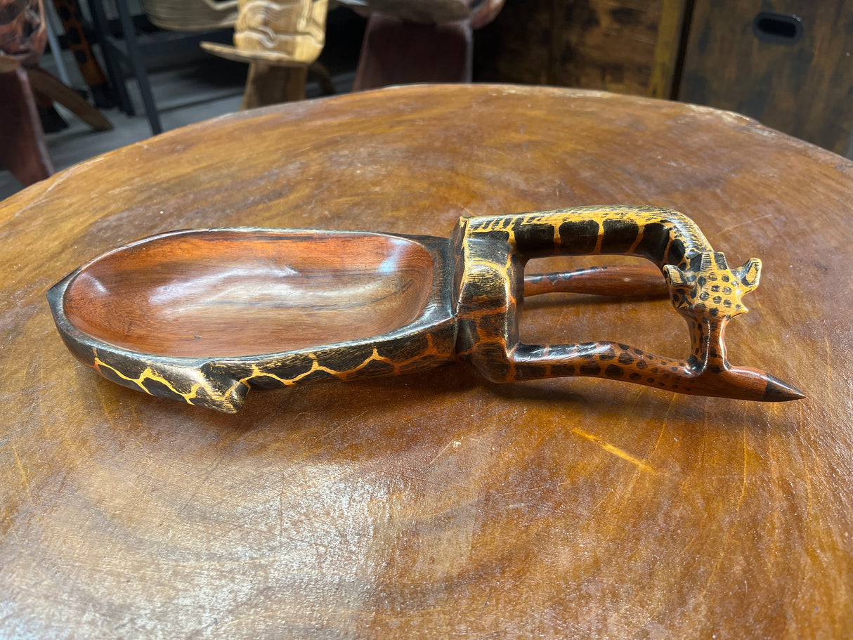 Handmade Wooden Giraffe Dish Medium