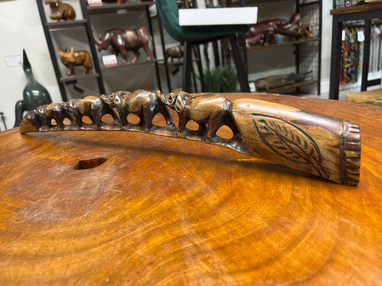 Hand Carved Stunning Intricate Elephant Family on a Tusk