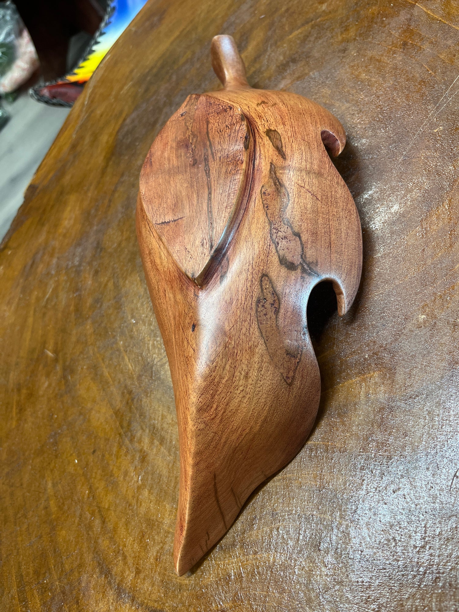 Handmade Red Wooden Leaf Salad and Serving Dish