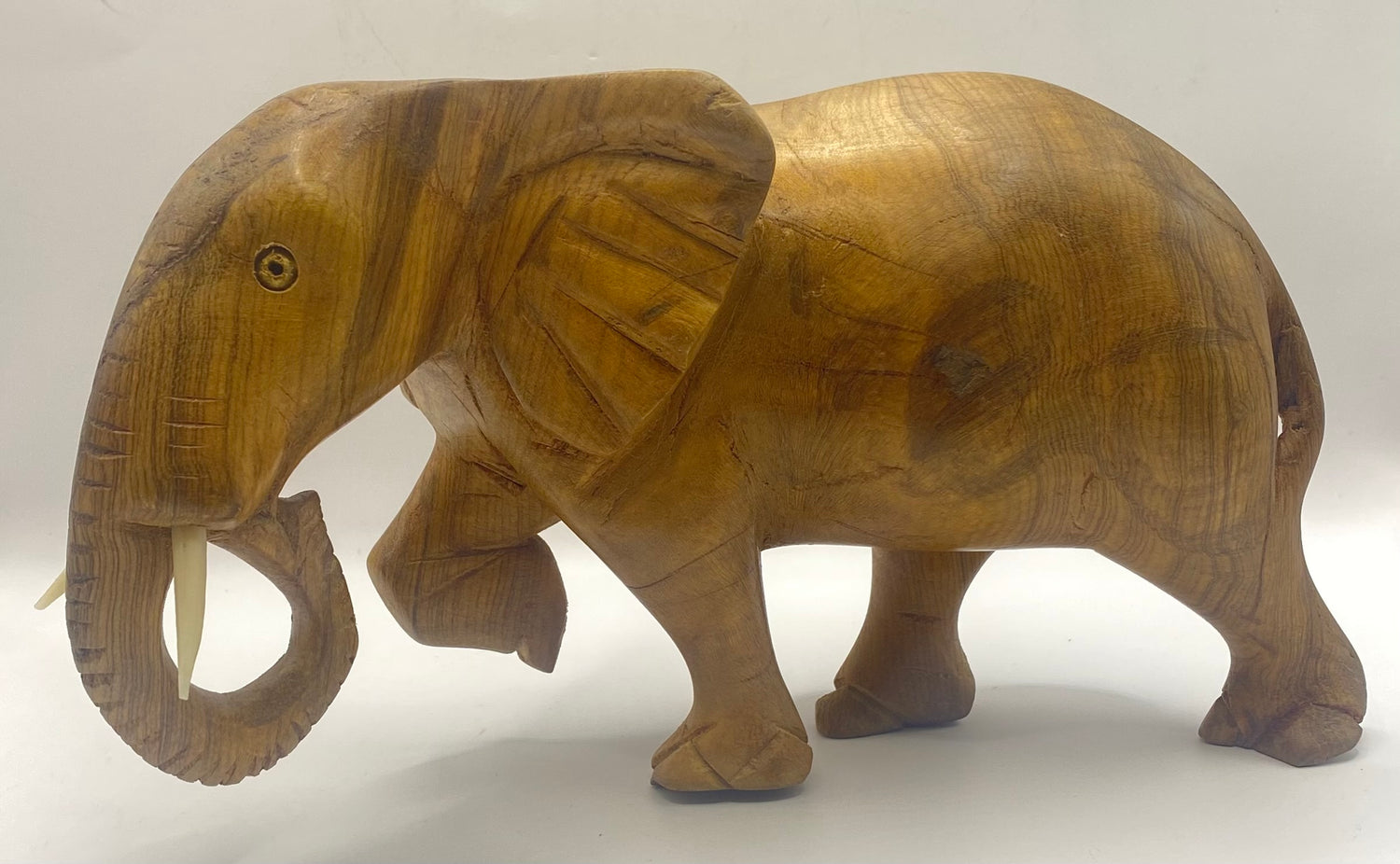 Hand Carved Ebony Elephant Striking Pose
