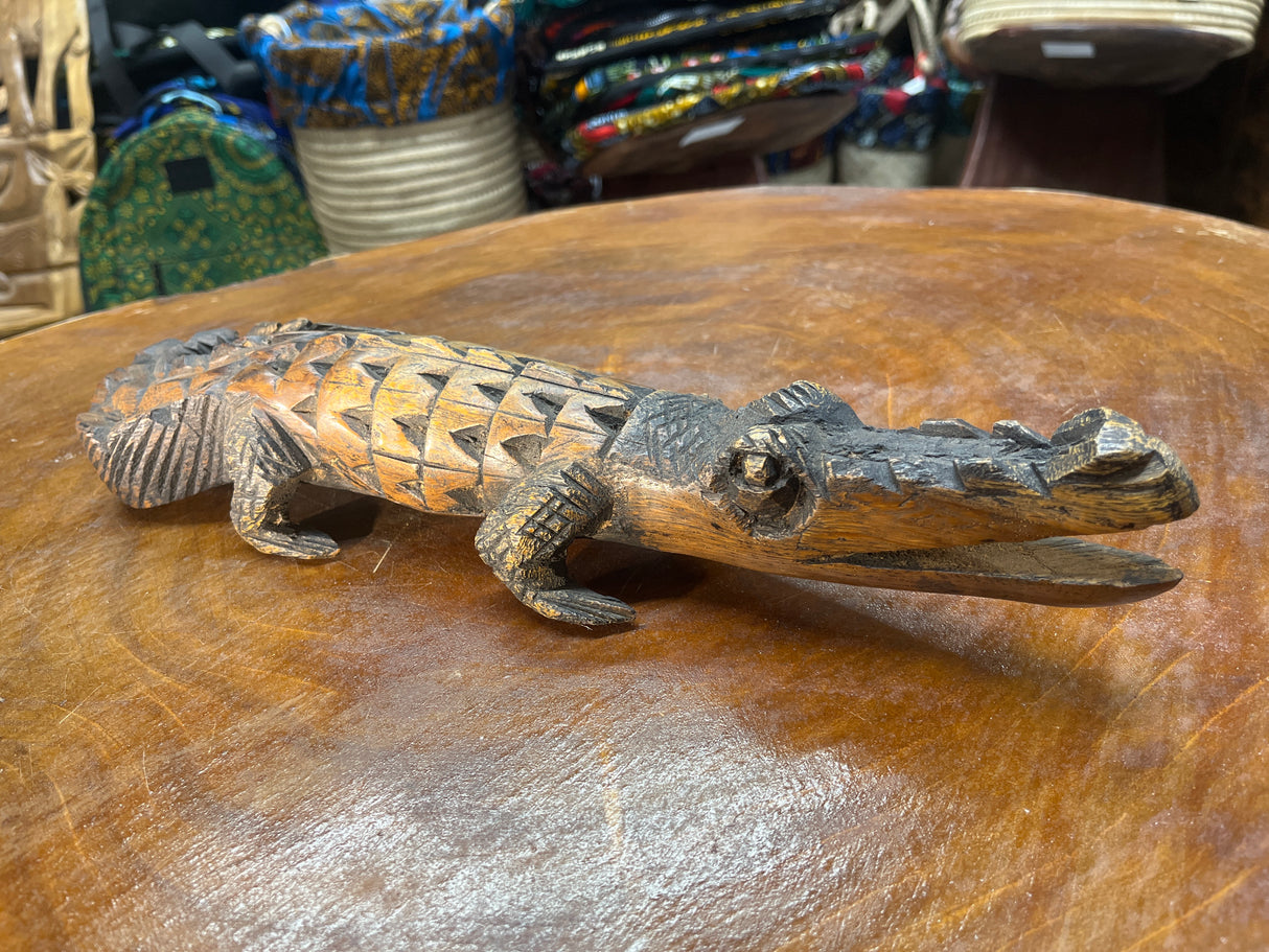 Hand Carved Intricate Wooden Crocodile Malawi
