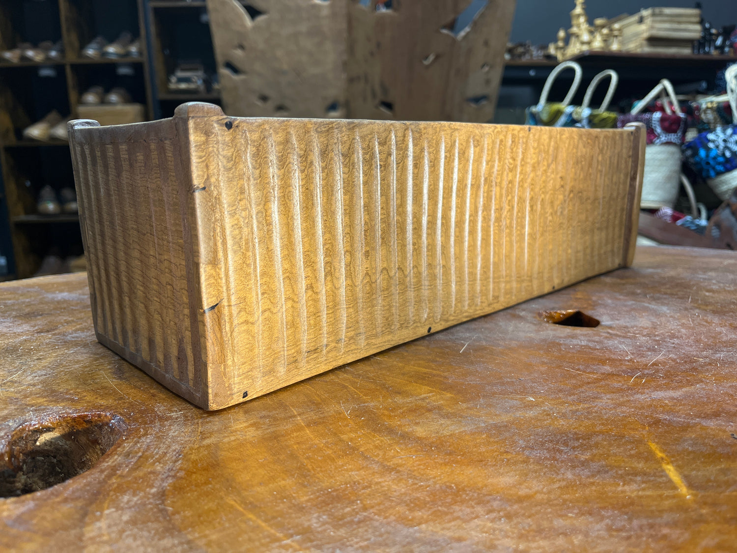 Hand Carved Wooden Truck, Trailer and Container Combination