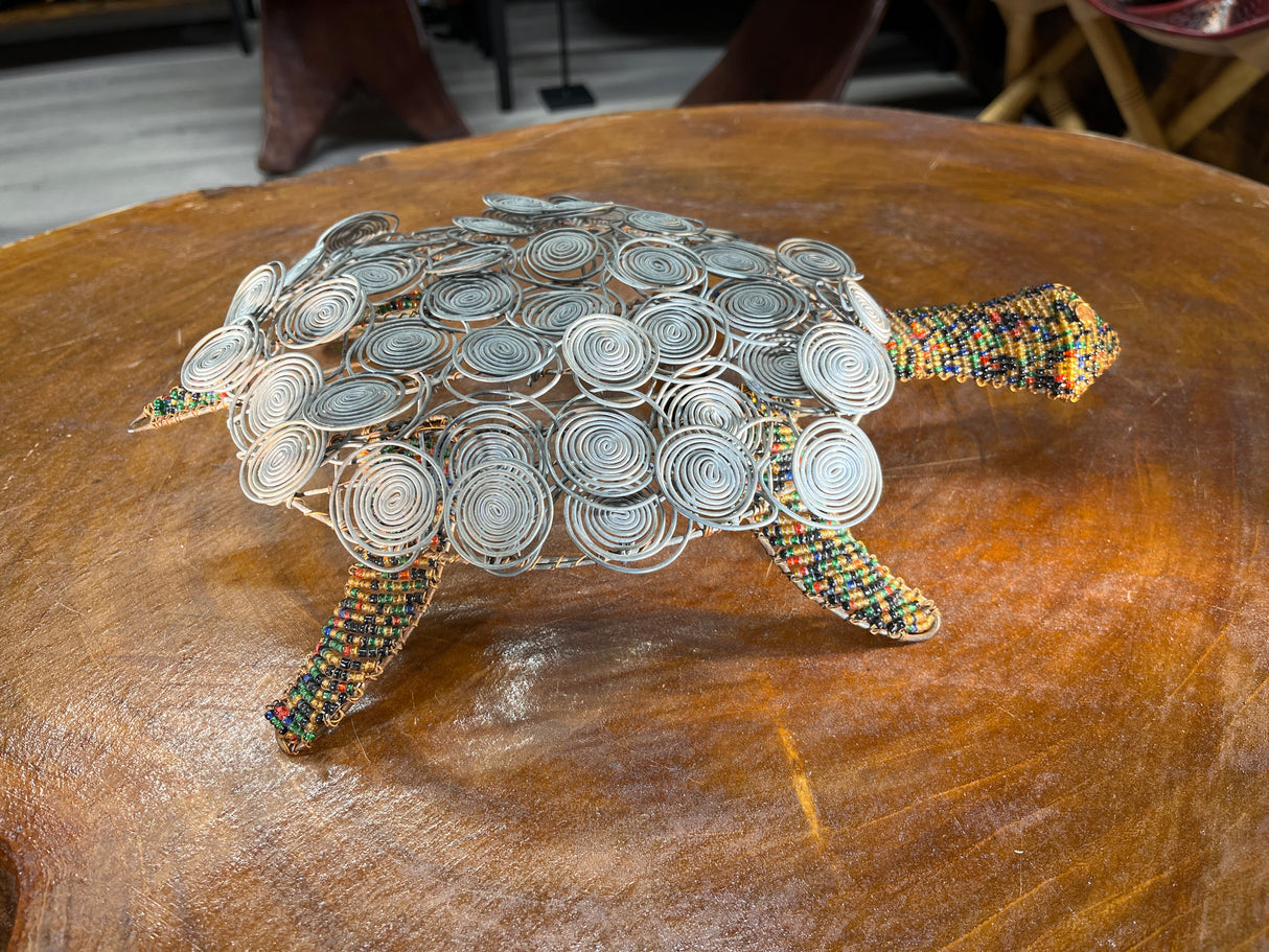 Handmade Wire Turtle with Coloured Beads