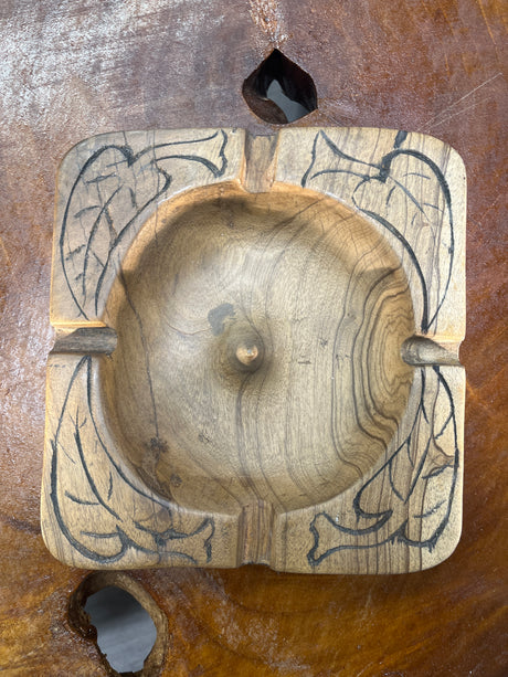 Large Square Handmade Cigar Ashtray Leaf Design