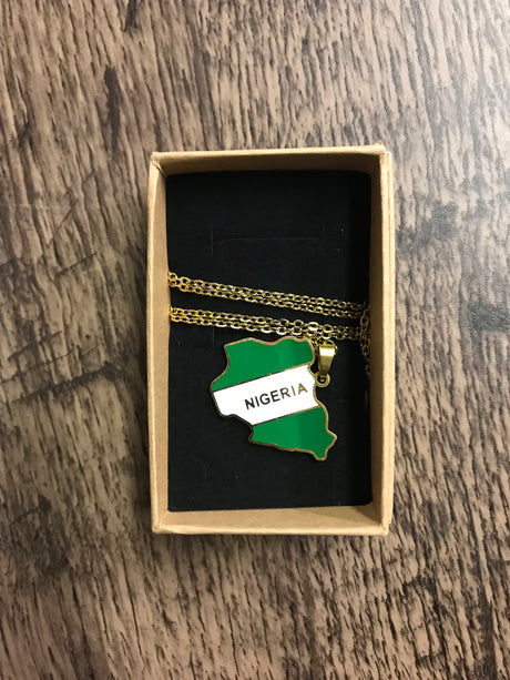 National Flag Country Shape And Name Gold Necklace 60cm Chain