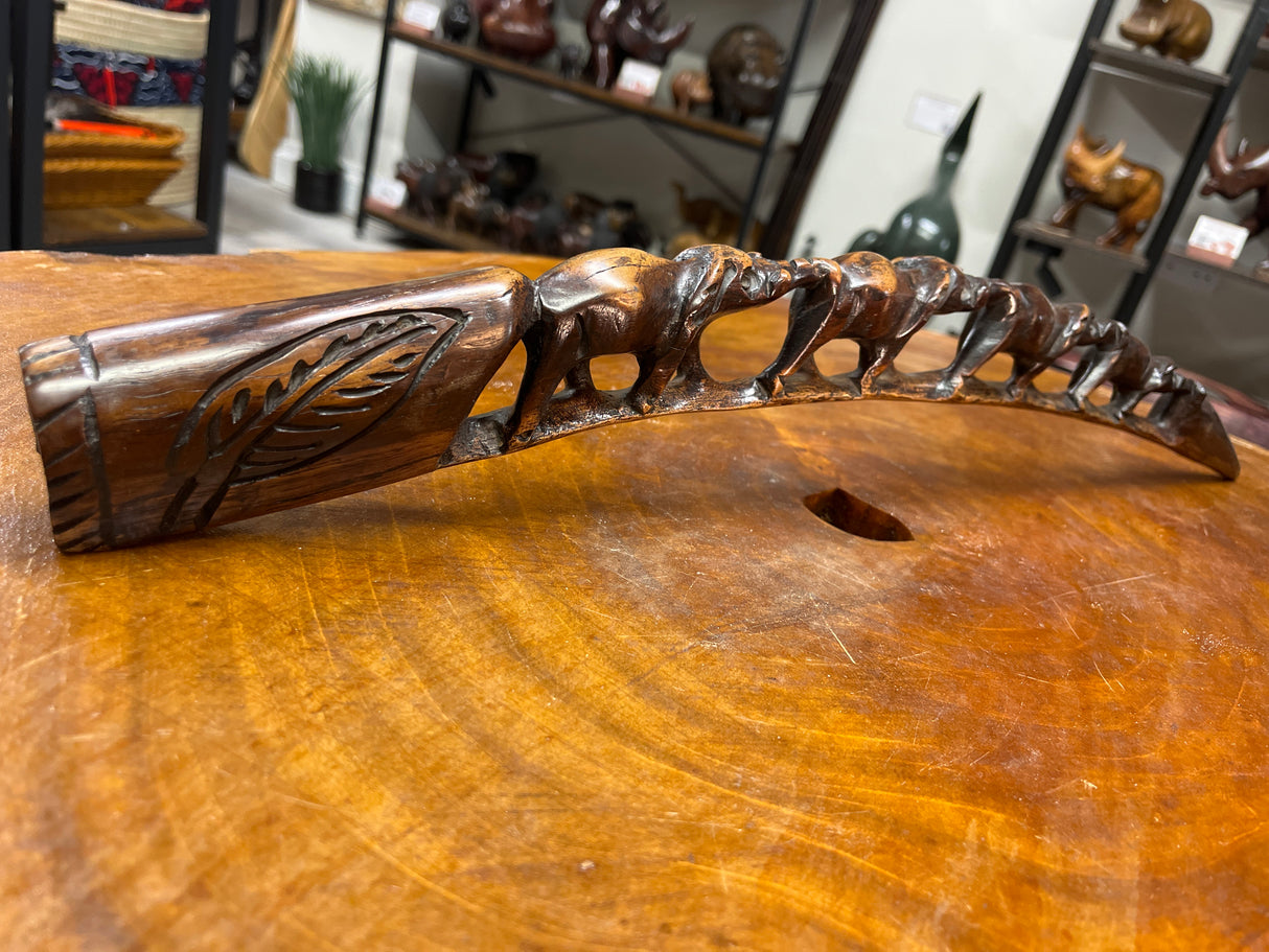 Hand Carved Stunning Intricate Elephant Family on a Tusk