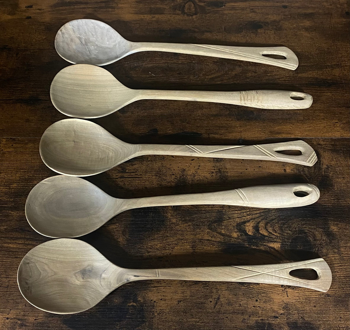 Hand Carved Wooden Serving Spoons
