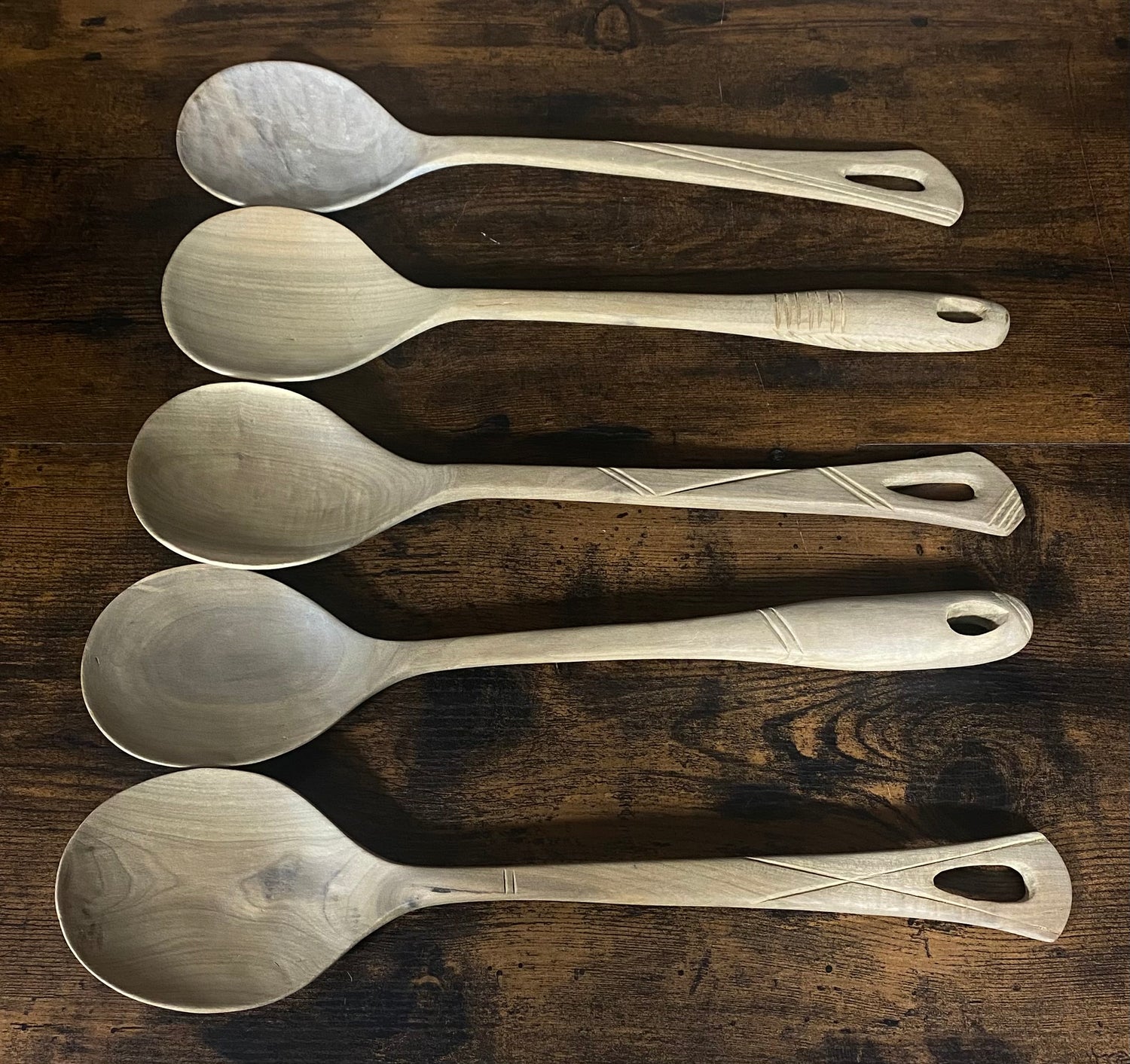 Hand Carved Wooden Serving Spoons