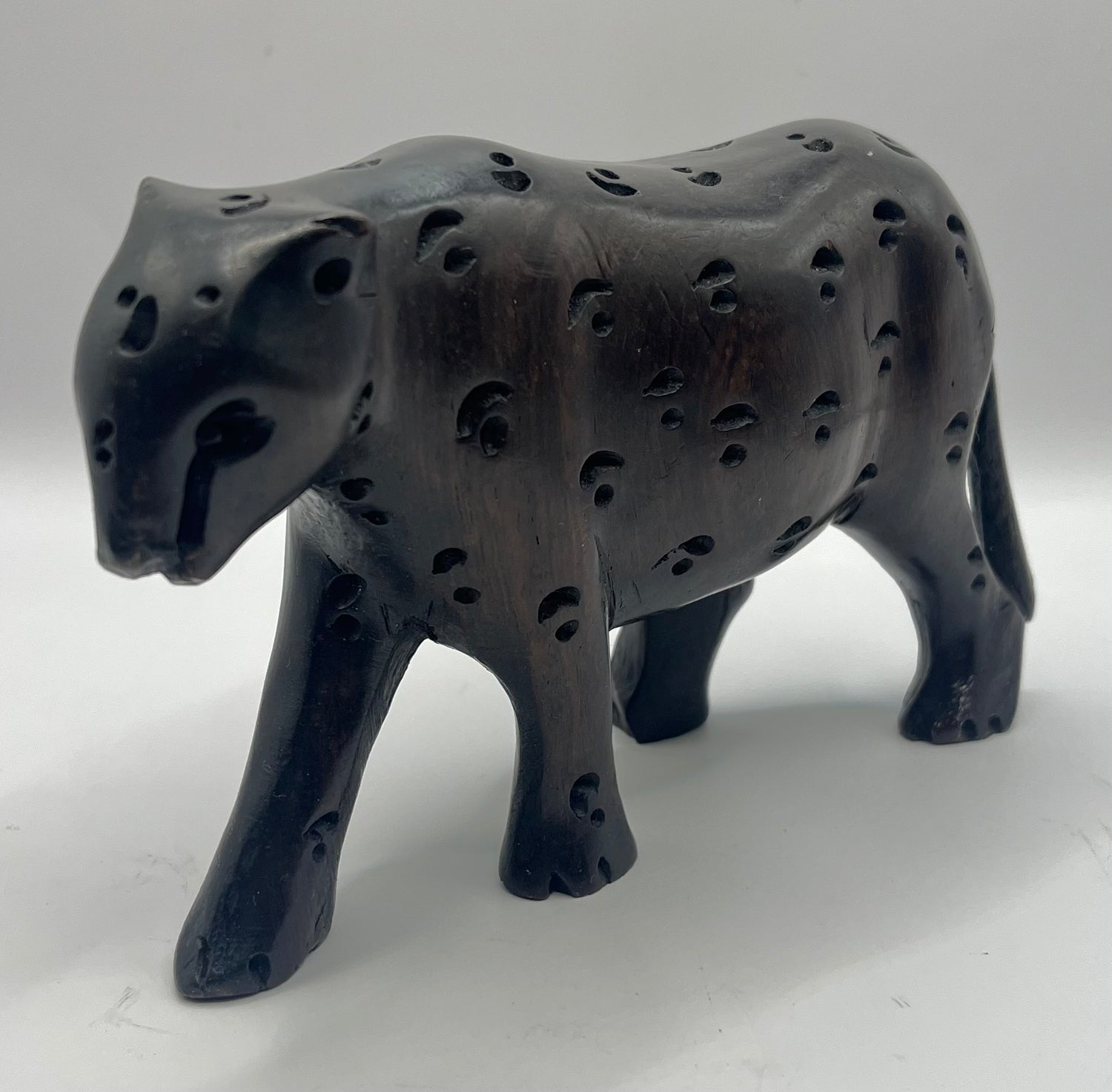 Mahogany Wooden Standing Leopard