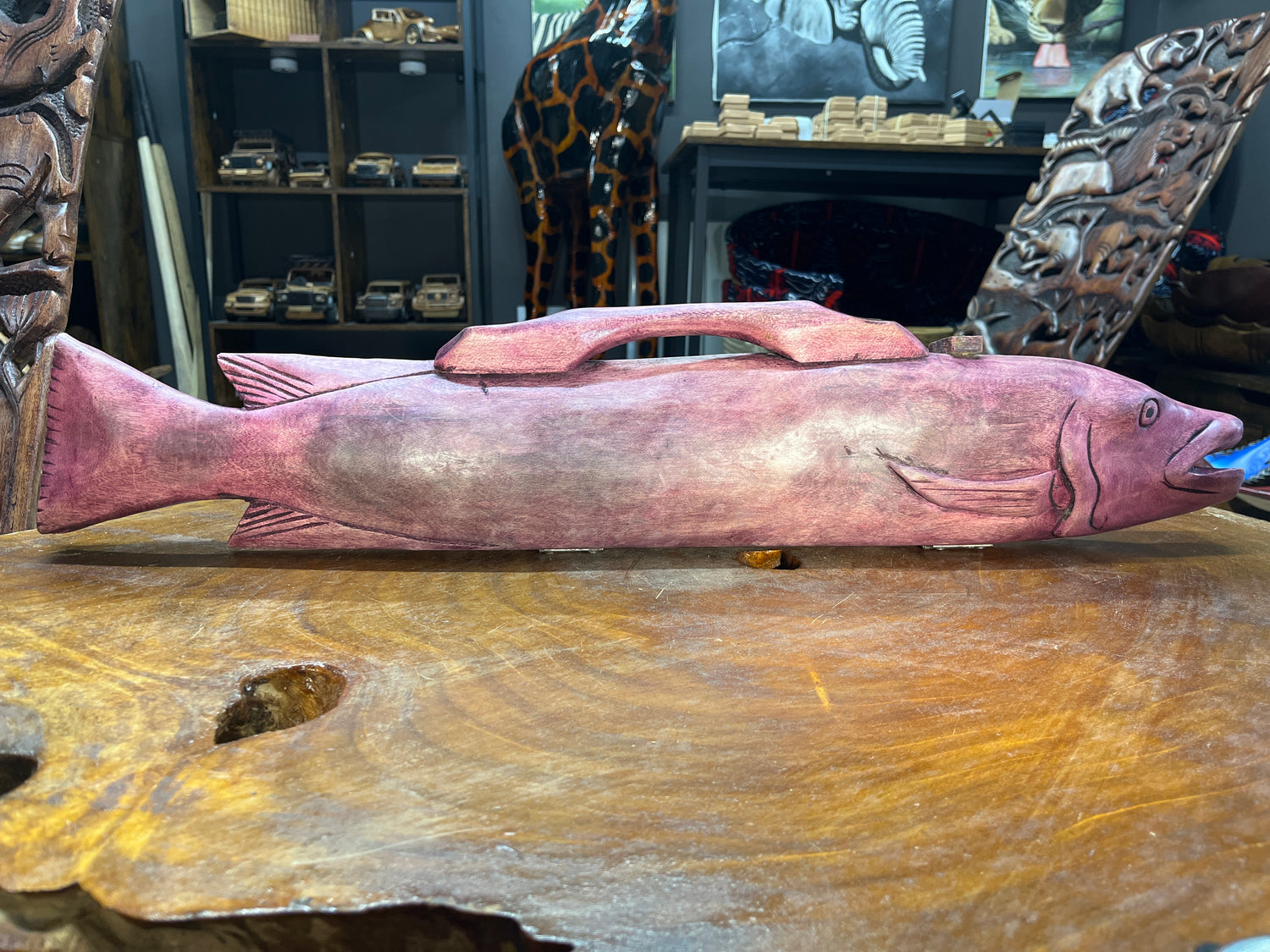 Fish Shaped Hand Carved Bawo Game