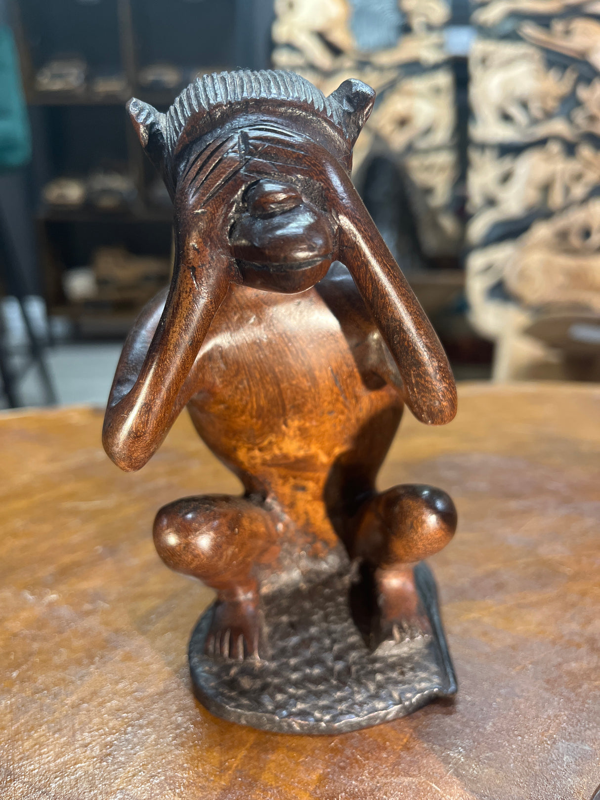 Hear No Evil, See No Evil, Speak No Evil - Hand Carved Wooden 3 Wise Monkeys