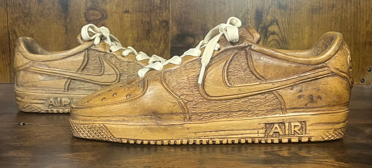 Nike Air Force One Wooden Hand Carved Sneaker with Laces