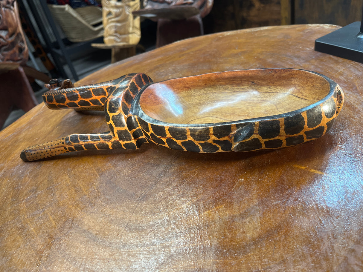 Handmade Wooden Giraffe Dish