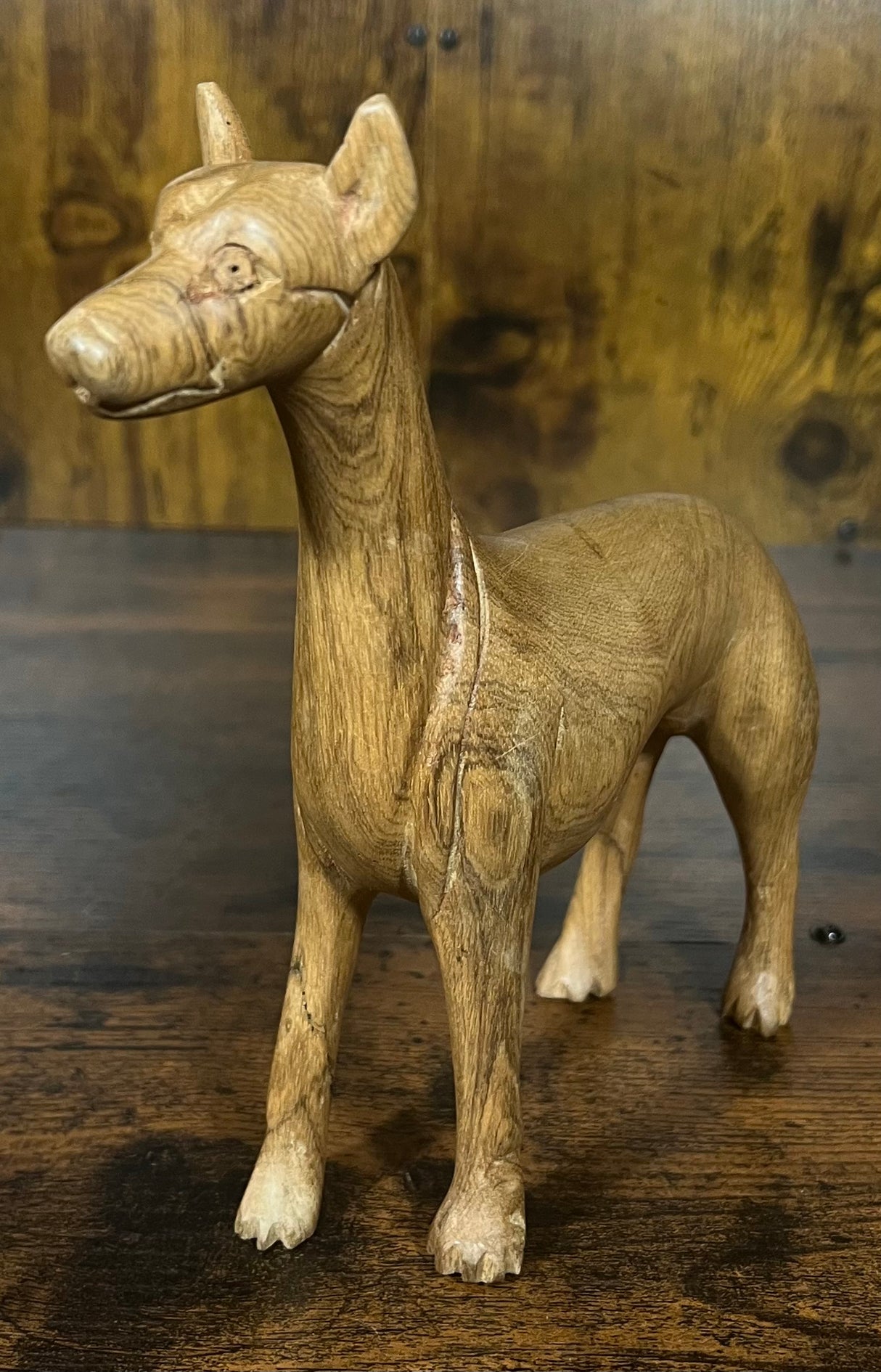Smooth Wooden Hand Carved Dog
