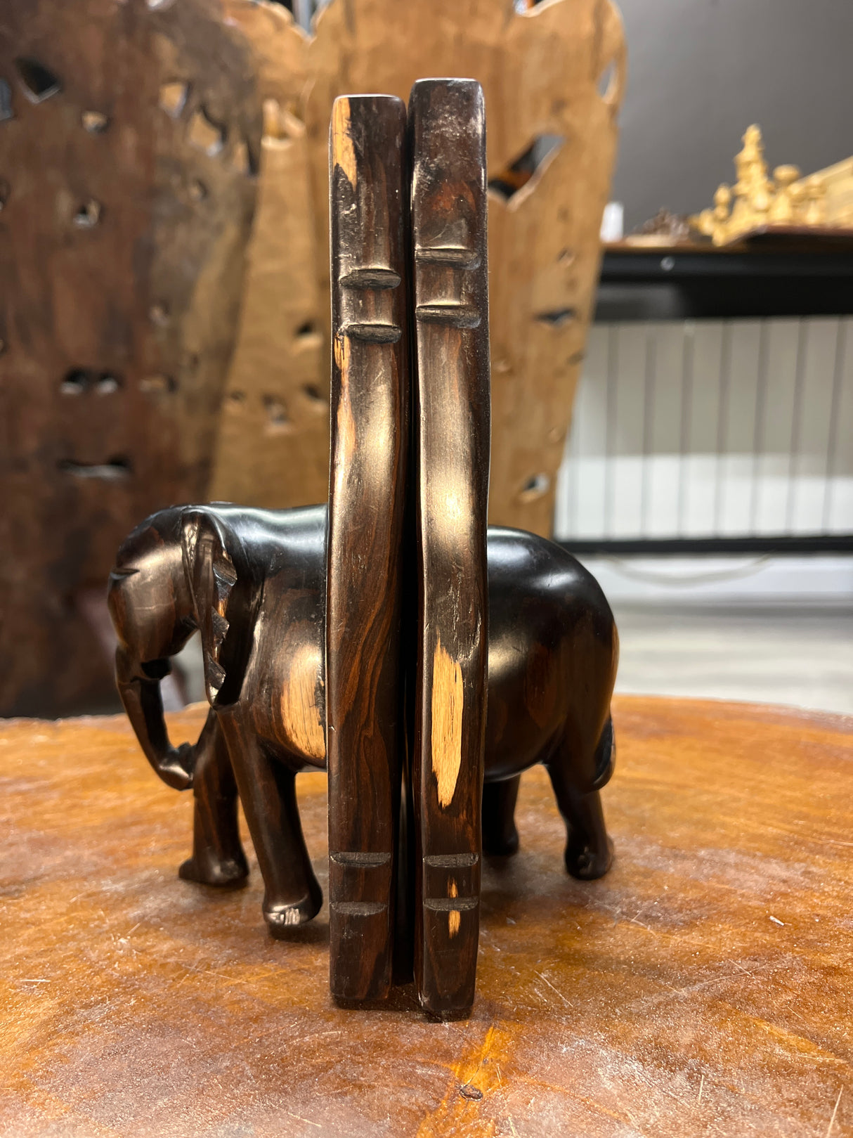Beautifully Grained Ebony Elephant Book End