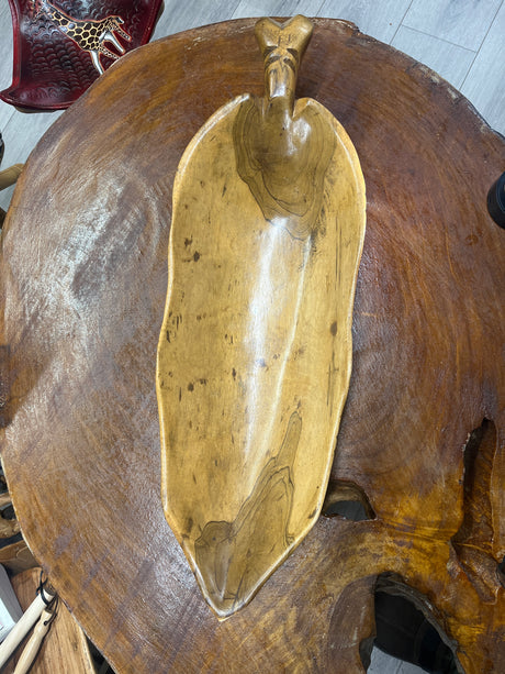 Large Handmade Wooden Leaf Salad and service Dish