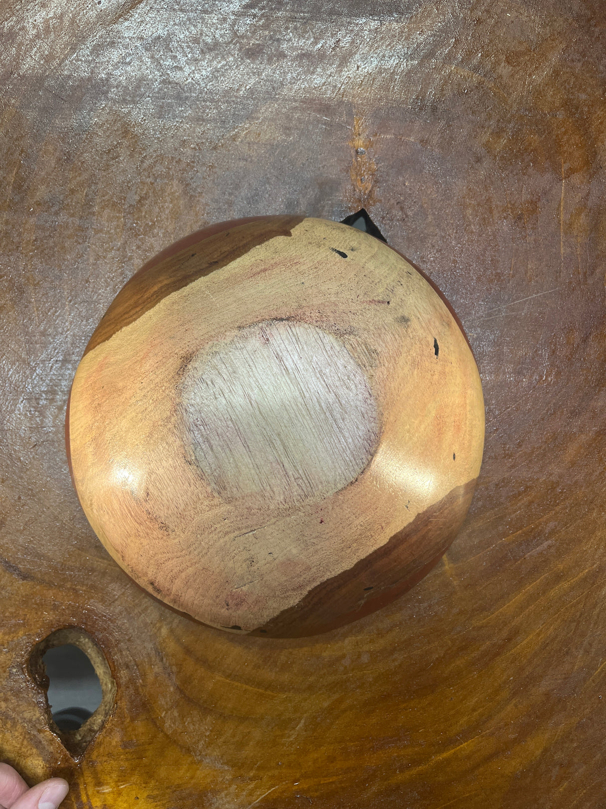 Hand carved Medium Wooden Bowl Zebra Pattern Design