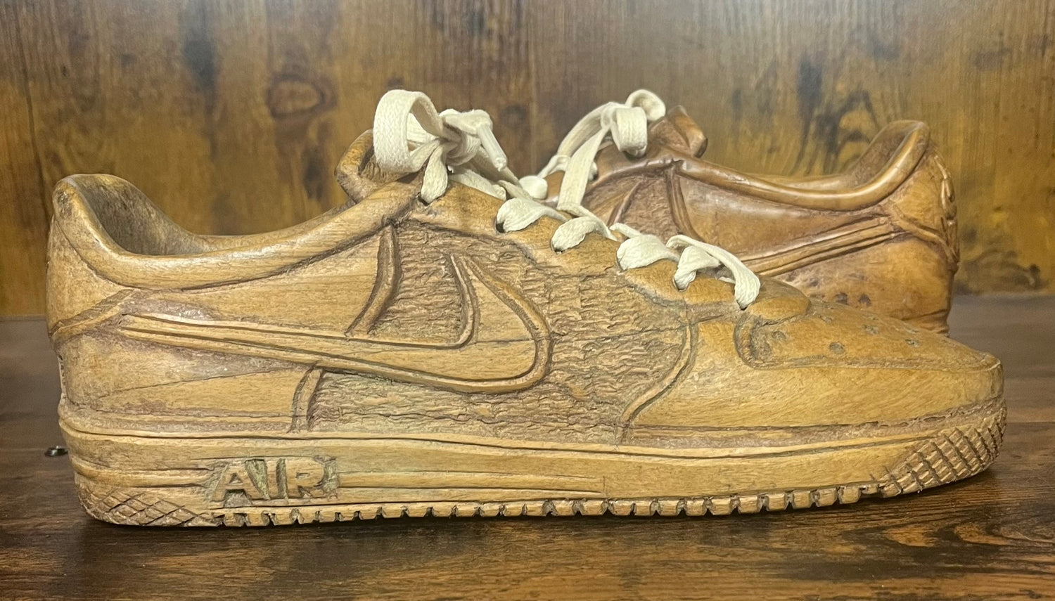 Nike Air Force One Wooden Hand Carved Sneaker with Laces