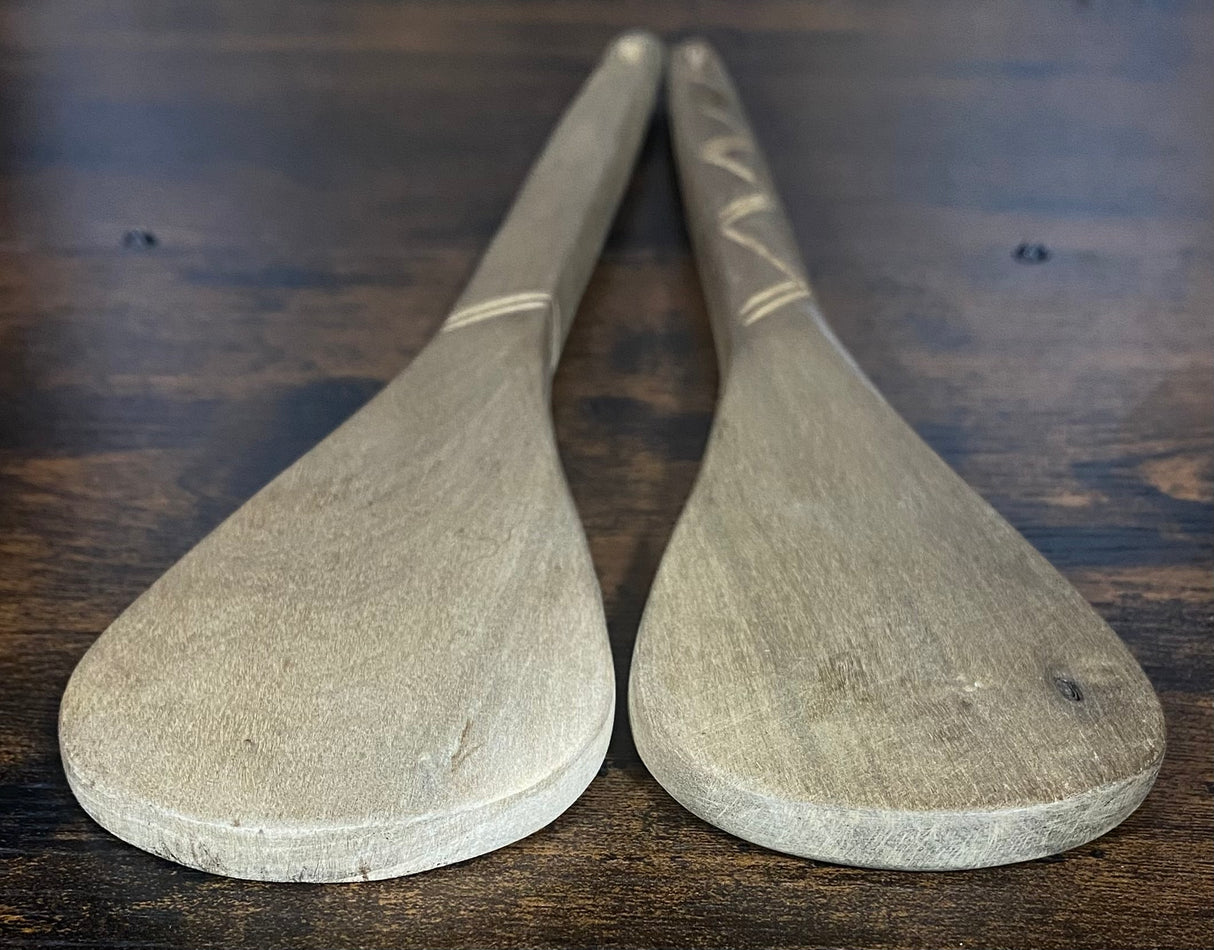 Hand Carved Flat Serving Spoons Set