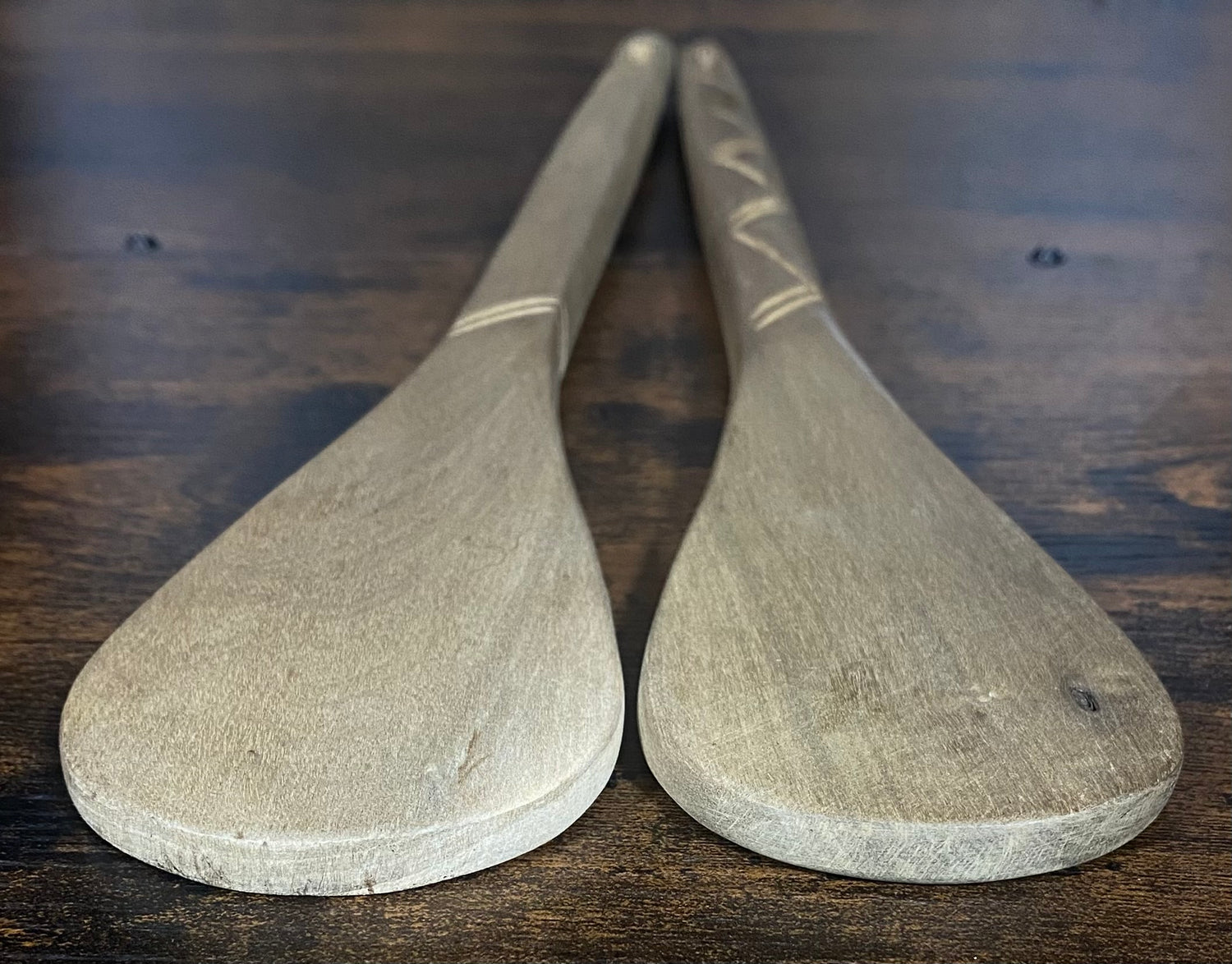 Hand Carved Flat Serving Spoons Set