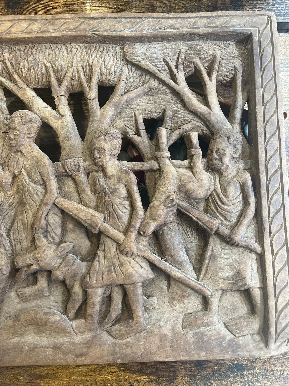 African Village Scene Wall Plaque