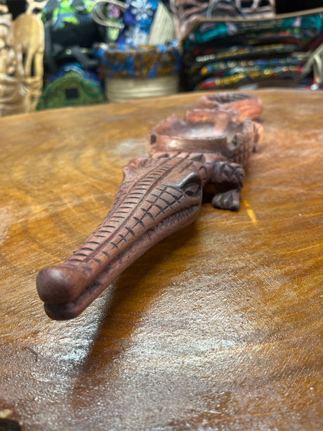 Handmade Wooden Crocodile Ashtray