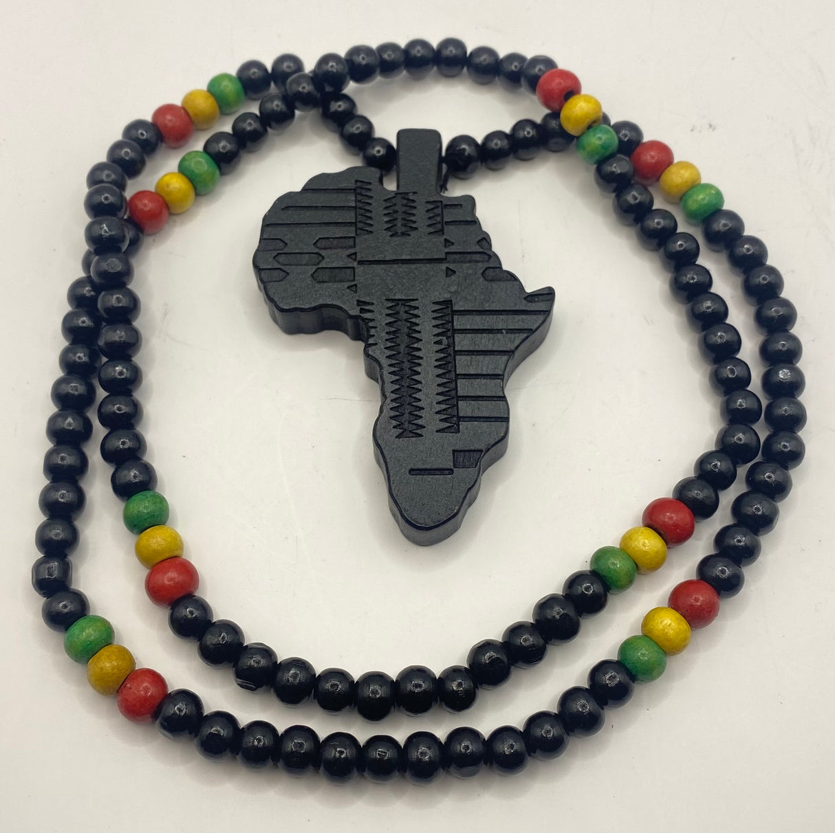 Beaded Necklace with Africa Country Shaped Pendant