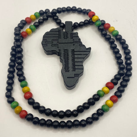 Beaded Necklace with Africa Country Shaped Pendant