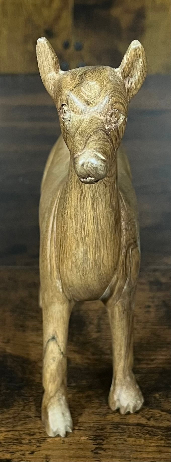 Smooth Wooden Hand Carved Dog