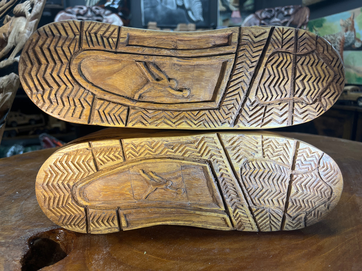 Pair of Jordan 4 V2.1 Hand Carved Mahogany Display Piece