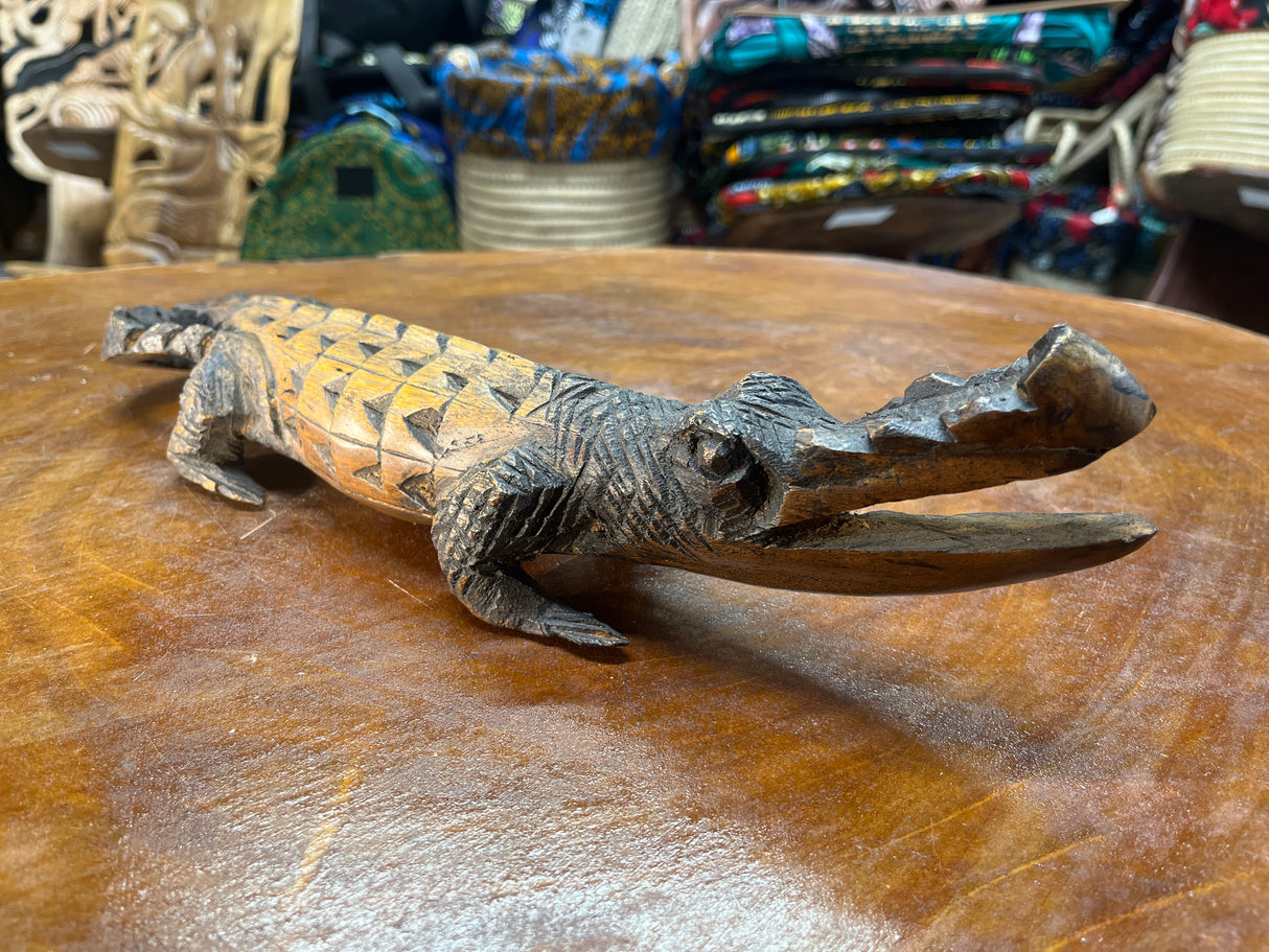 Hand Carved Intricate Wooden Crocodile Malawi