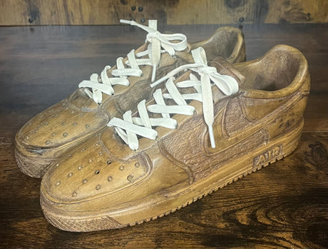Nike Air Force One Wooden Hand Carved Sneaker with Laces